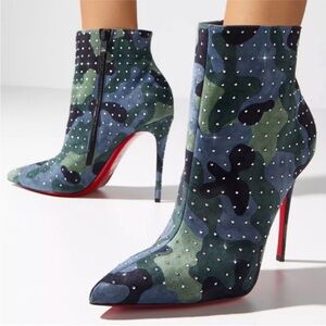 Christian Louboutin So Kate booty plume Camou Crystal accent RETAIL 1,310